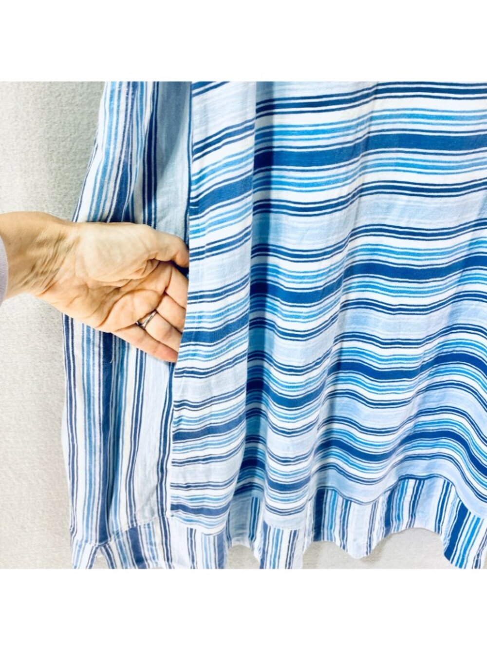 Lands End Tank Dress Womens Large Blue Cotton Stripe Popover Mini Beach Preppy - Picture 3 of 16